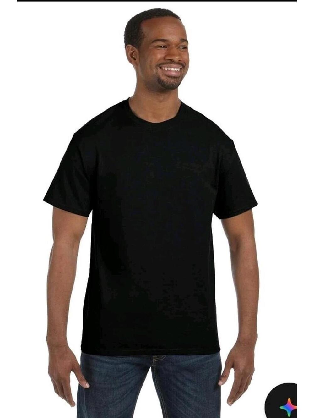 Hanes Mens 100% Cotton Black T-Shirt Crew Neck T Shirt - 5250T S-2XL
